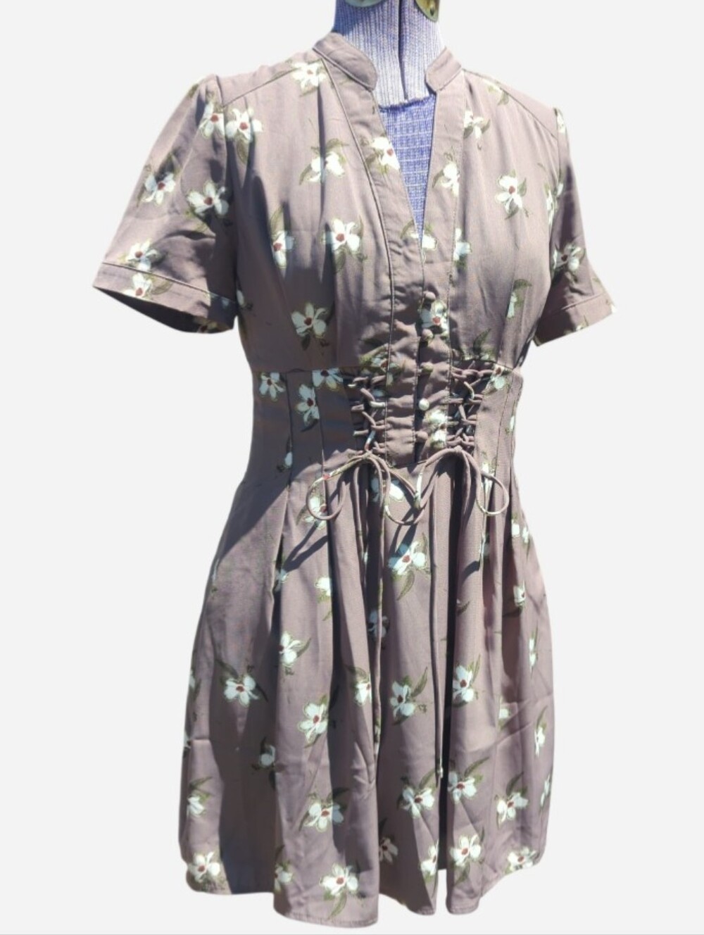 Storia Mauve Floral Corset Mini Dress